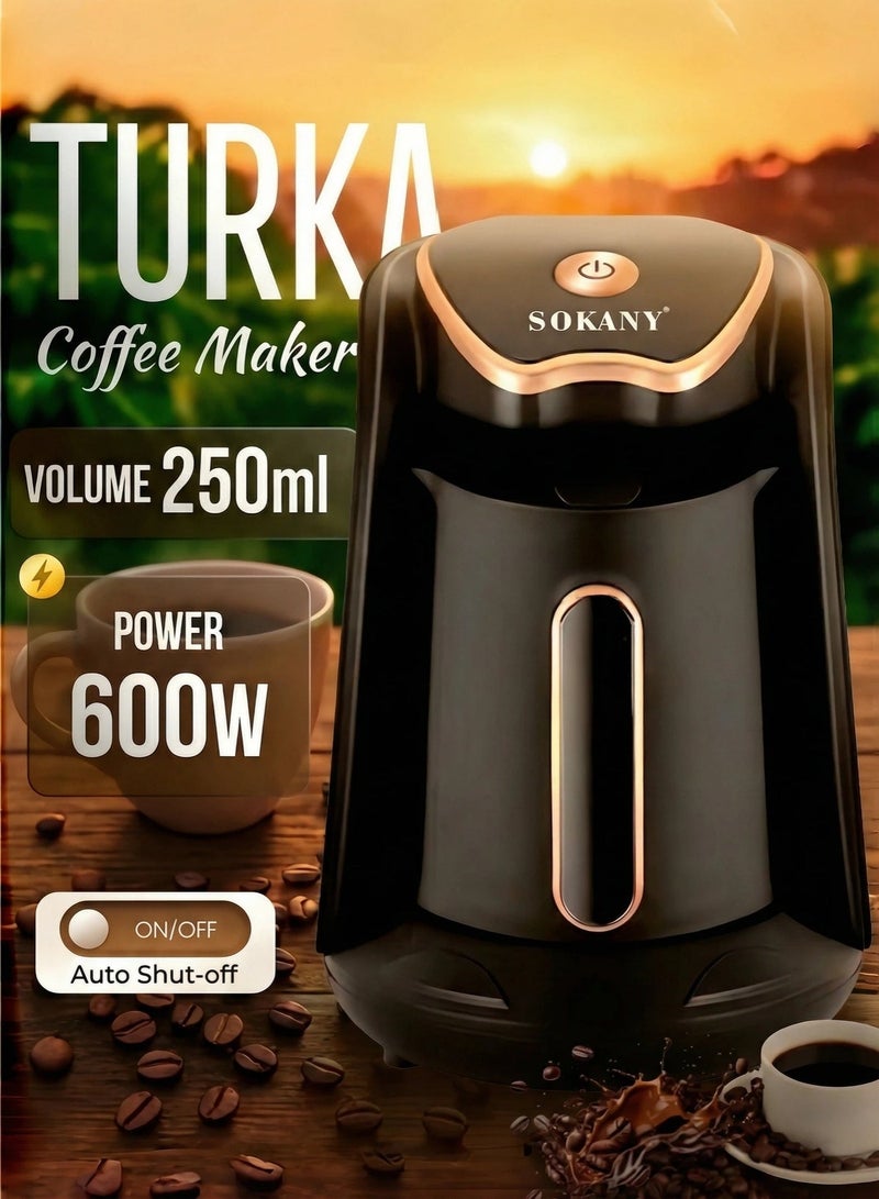 سوكاني ماكينة تحضير القهوة التركية بسعة 250 مل باللون الأسود والرمادي - Image 1